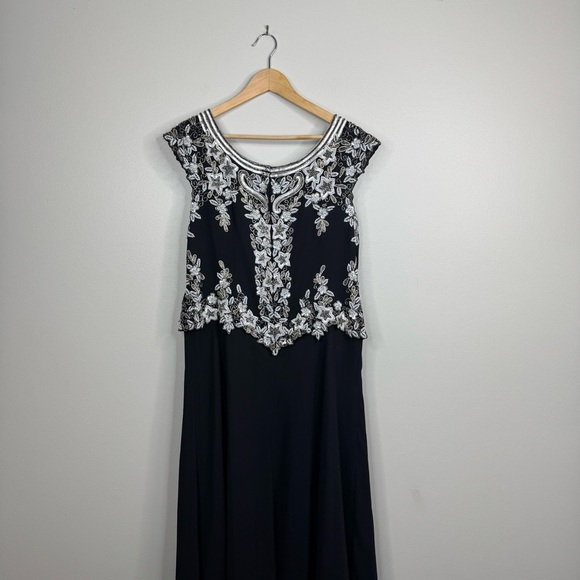 Jkara New York Beaded Embellished Cap Sleeve Long Gown 16 - Picture 9 of 12